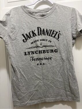 Jack Daniels Gray and Black Logo Short Sleeve Tee
